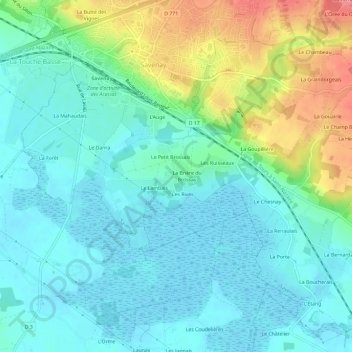Mapa topográfico Le Grand Brossais, altitud, relieve