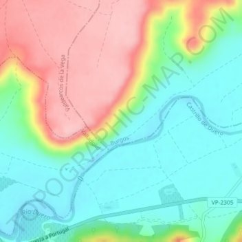 Mapa topográfico Las Laderas del Monte, altitud, relieve