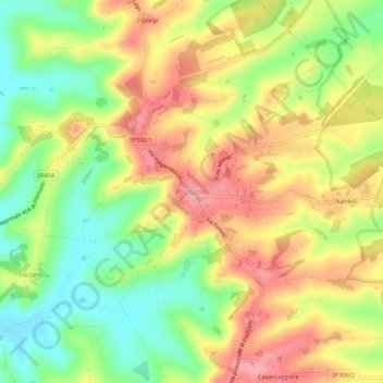 Mapa topográfico Pozzuolo, altitud, relieve