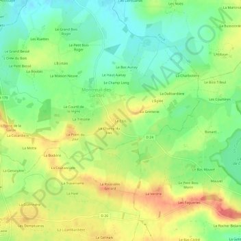 Mapa topográfico Le Clos, altitud, relieve