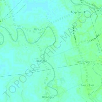 Mapa topográfico Calobaoan, altitud, relieve