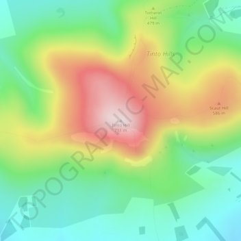 Mapa topográfico Tinto Hill, altitud, relieve