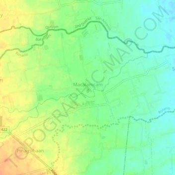 Mapa topográfico Macalamcam B, altitud, relieve