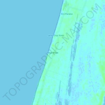 Mapa topográfico Playa Maya, altitud, relieve