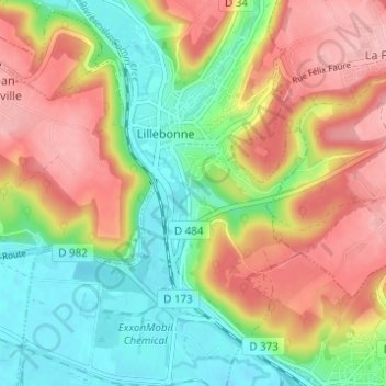 Mapa topográfico Le Manoir, altitud, relieve