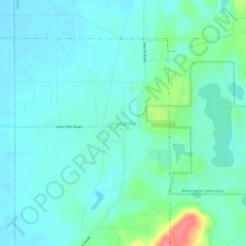 Mapa topográfico Orangeville, altitud, relieve