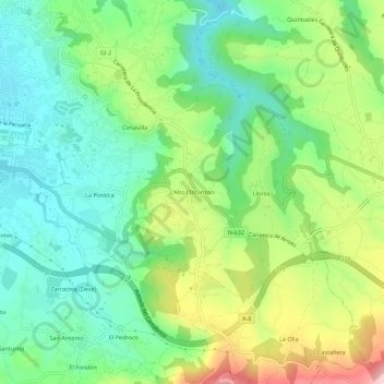 Mapa topográfico Alto del Infanzón, altitud, relieve