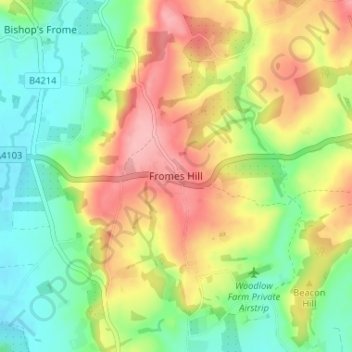 Mapa topográfico Fromes Hill, altitud, relieve