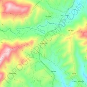Mapa topográfico Frondarola, altitud, relieve