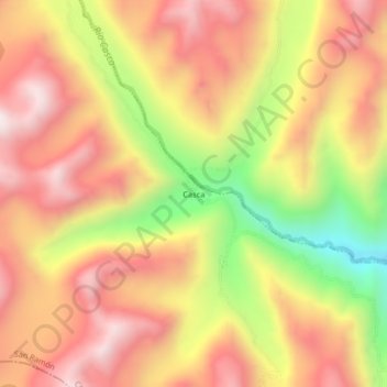 Mapa topográfico Casca, altitud, relieve