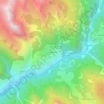 Mapa topográfico Les Esponces, altitud, relieve