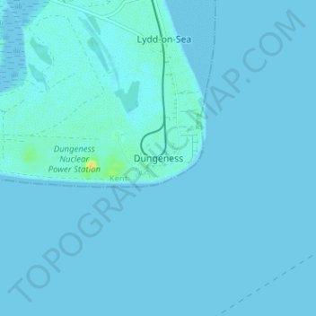 Mapa topográfico Dungeness, altitud, relieve
