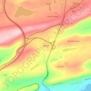 Mapa topográfico Haddock, altitud, relieve