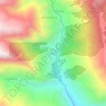 Mapa topográfico Junbesi, altitud, relieve
