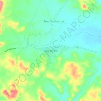 Mapa topográfico Agua Buena, altitud, relieve