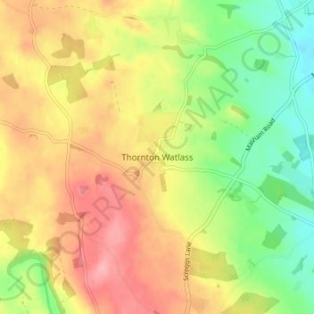 Mapa topográfico Thornton Watlass, altitud, relieve