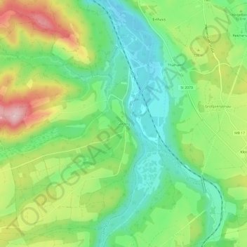 Mapa topográfico Gotzing, altitud, relieve