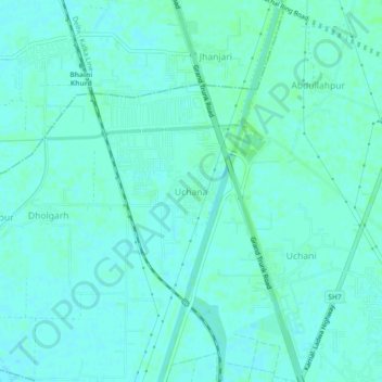 Mapa topográfico Uchana, altitud, relieve