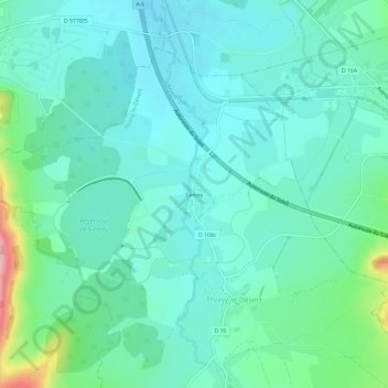 Mapa topográfico Cercey, altitud, relieve