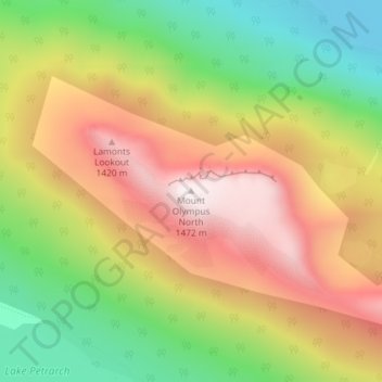 Mapa topográfico Mount Olympus North, altitud, relieve