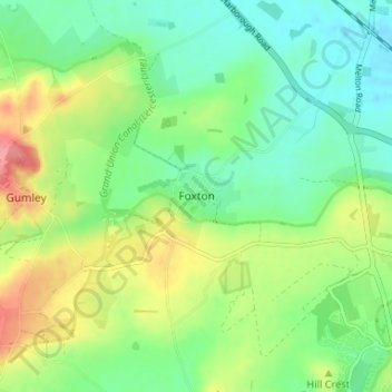 Mapa topográfico Foxton, altitud, relieve