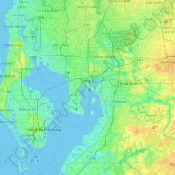Mapa topográfico Davis Islands, altitud, relieve