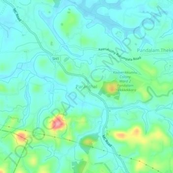 Mapa topográfico Paranthal, altitud, relieve