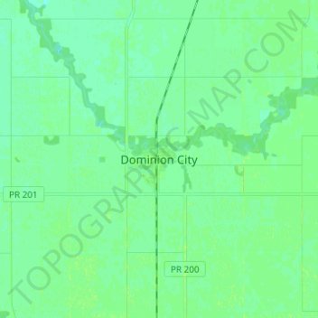 Mapa topográfico Dominion City, altitud, relieve