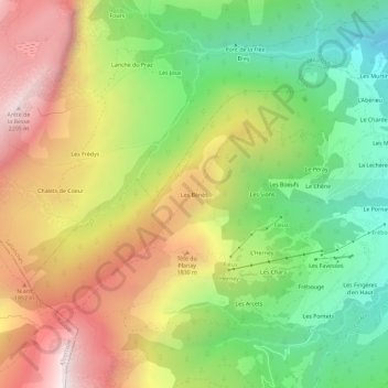 Mapa topográfico Les Benets, altitud, relieve