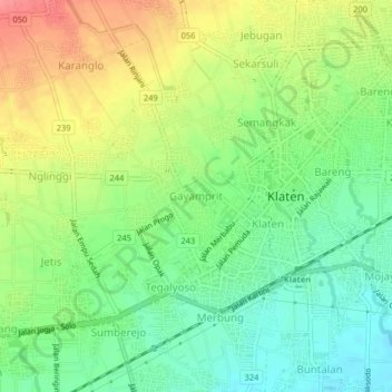 Mapa topográfico Gayamprit, altitud, relieve