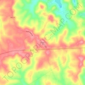 Mapa topográfico Roach, altitud, relieve