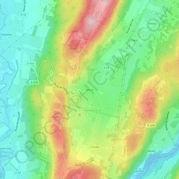 Mapa topográfico Soiriat, altitud, relieve