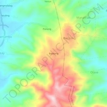 Mapa topográfico Balolang, altitud, relieve