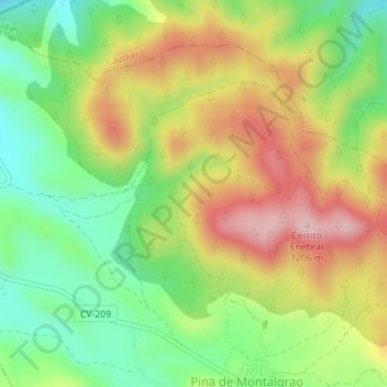 Mapa topográfico Ceja la Redonda, altitud, relieve