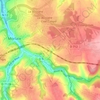 Mapa topográfico Le Verger, altitud, relieve
