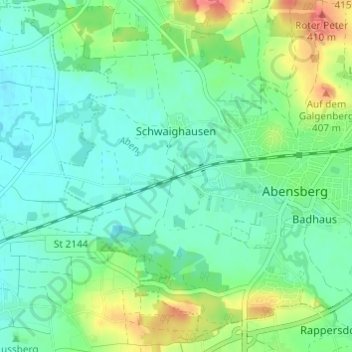 Mapa topográfico Gilla, altitud, relieve