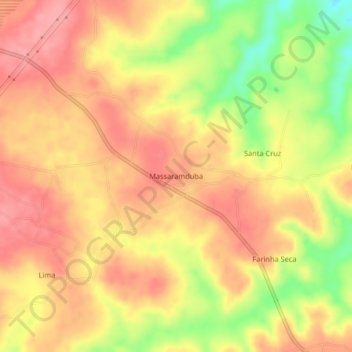 Mapa topográfico Massaramduba, altitud, relieve