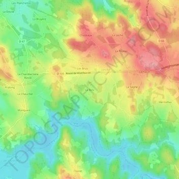 Mapa topográfico Le Betz, altitud, relieve
