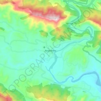 Mapa topográfico Nowshera, altitud, relieve