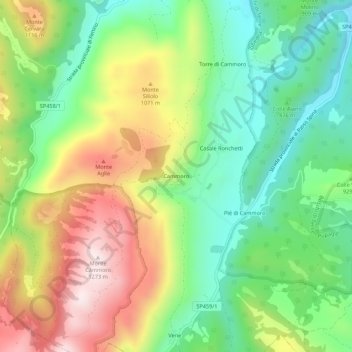 Mapa topográfico Cammoro, altitud, relieve