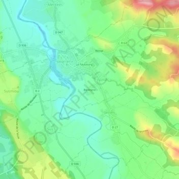 Mapa topográfico Bérérenx, altitud, relieve