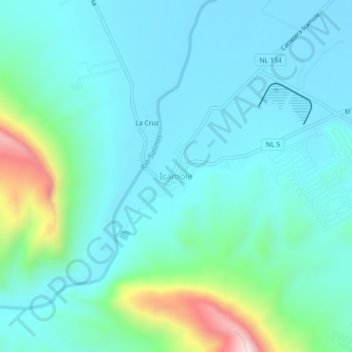 Mapa topográfico Icamole, altitud, relieve