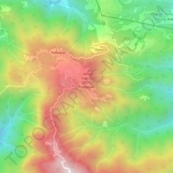 Mapa topográfico Pungayan, altitud, relieve