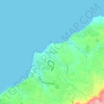 Mapa topográfico Balangan, altitud, relieve