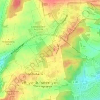 Mapa topográfico Hohe Mark, altitud, relieve
