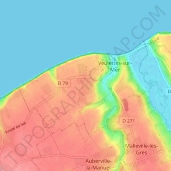 Mapa topográfico Le Mesnil, altitud, relieve