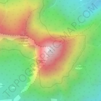 Mapa topográfico Volcán Mombacho, altitud, relieve