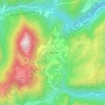 Mapa topográfico Massaprofoglio, altitud, relieve