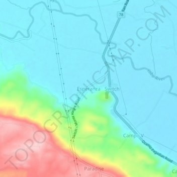 Mapa topográfico Esperanza, altitud, relieve