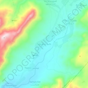 Mapa topográfico Taguenza, altitud, relieve